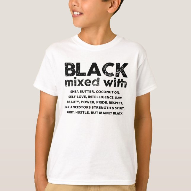 Svartvit blandad med en fin svart historik, måndag t shirt (Framsida)