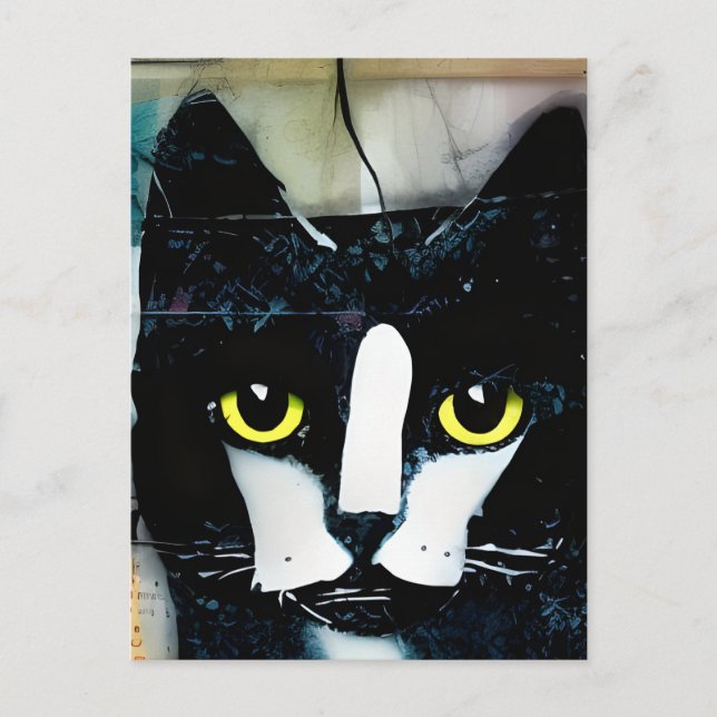 Svartvit, blandat media vykort (Framsida)