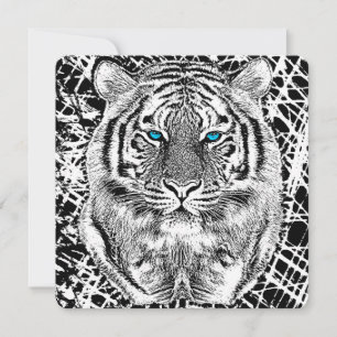 Svartvit blått synar den grafiska tigern
