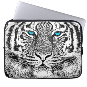 Svartvit blått synar den grafiska tigern laptop sleeve