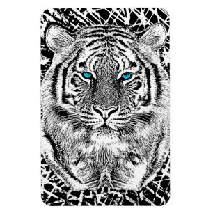 Svartvit blått synar den grafiska tigern magnet