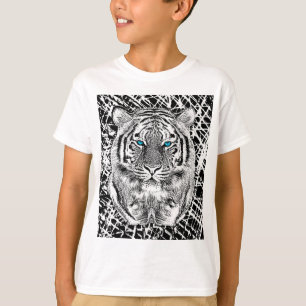 Svartvit blått synar den grafiska tigern tee shirt
