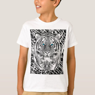 Svartvit blått synar den grafiska tigern tee shirt