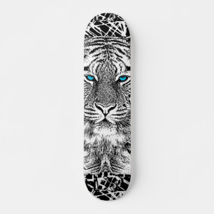Svartvit blått synar tigerdesign skateboard bräda 21,5 cm