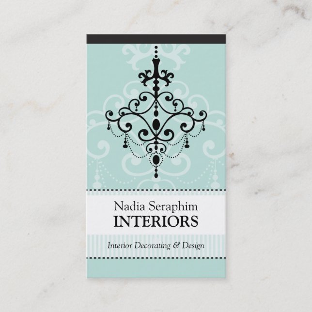 Svartvit blek för affärskortets elegant-chandelier visitkort (Framsida)