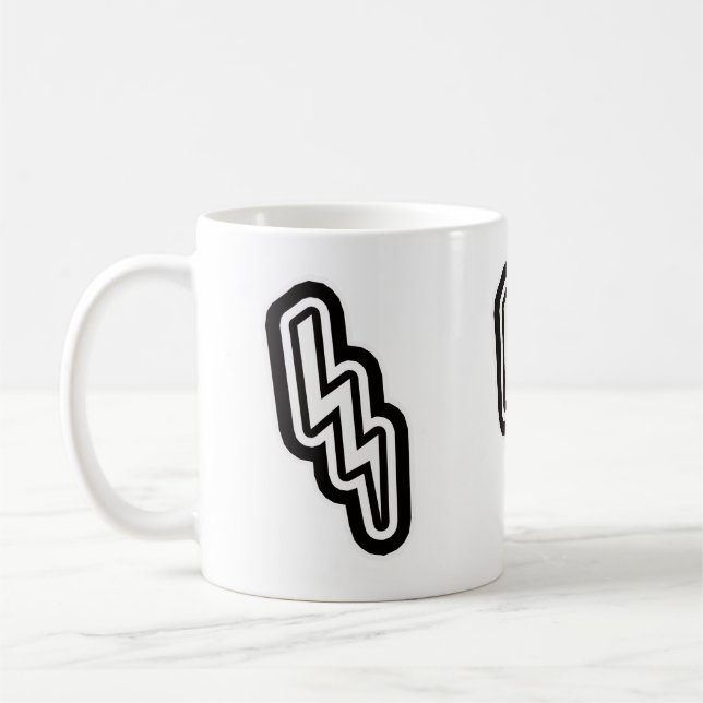 Svartvit blixt Bult Monogram-form Kaffemugg (Vänster)