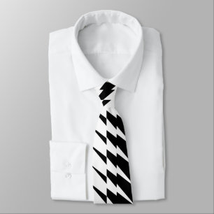 Svartvit Blixt Zig Zag Mönster Slips