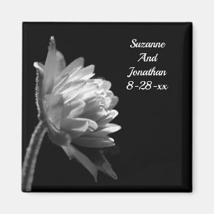 Svartvit blomma Bröllop Magnet
