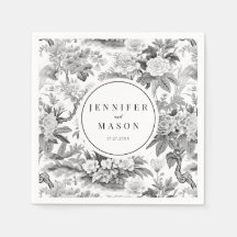 Svartvit blomma bröllop monogram pappra blöjor