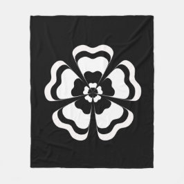 Svartvit blomma Monogram Fleecefilt