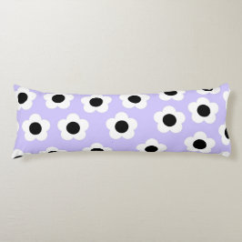 Svartvit blomma Mönster med blå bakgrund Kroppskudde