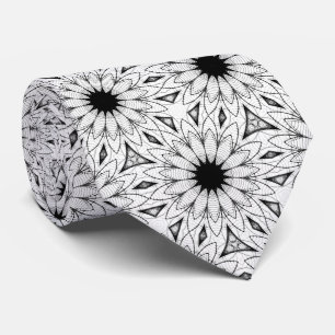 Svartvit blomma mönster Neck TIe Slips