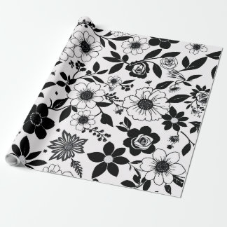 Svartvit blomma presentpapper