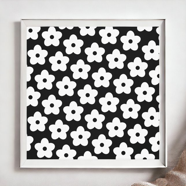 Svartvit blomma Y2K Mönster Poster (Skapare uppladdad)