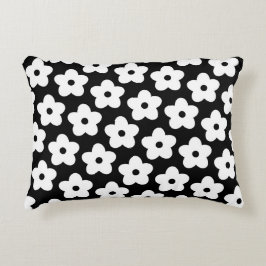 Svartvit blomma Y2K Mönster Prydnadskudde