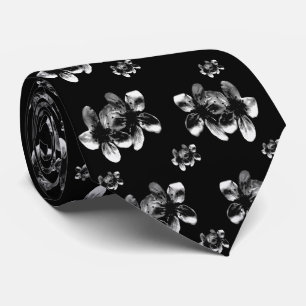 Svartvit Blommar Mönster, Slips