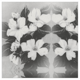 Svartvit Blommar Tyg