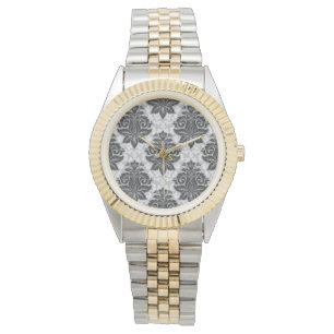 Svartvit Blommigt Armbandsur