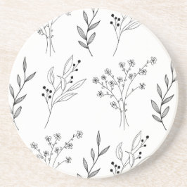 Svartvit Blommigt Boho Bröllop Underlägg