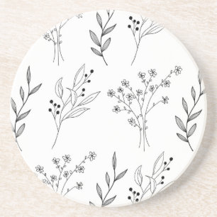 Svartvit Blommigt Boho Bröllop Underlägg