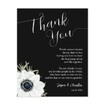 Svartvit Blommigt Bröllop Plate Tack