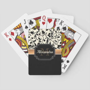 Svartvit Blommigt Casinokort