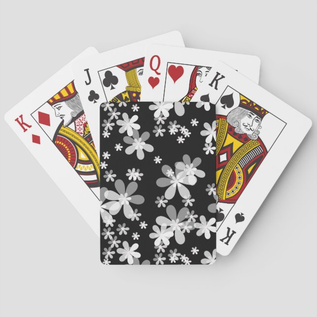 svartvit blommigt casinokort (Baksidan)