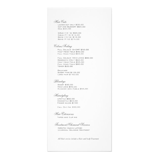 Svartvit Blommigt Damasker Hairstylist Services Reklamkort (Baksidan)