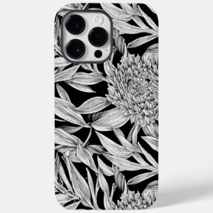 Svartvit Blommigt design för telefonväska