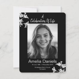 Svartvit Blommigt Firande på livstidsfoto Inbjudningar
