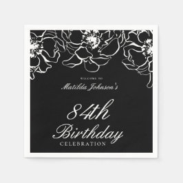 Svartvit Blommigt, Födelsedagsfest, Pappersservett