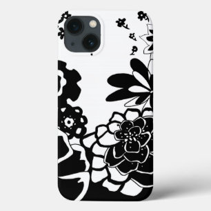 Svartvit Blommigt Garden Graphic Mönster