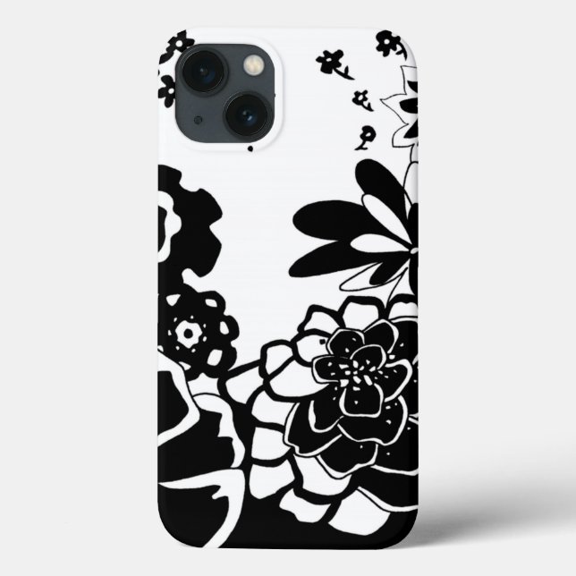 Svartvit Blommigt Garden Graphic Mönster (Baksida)