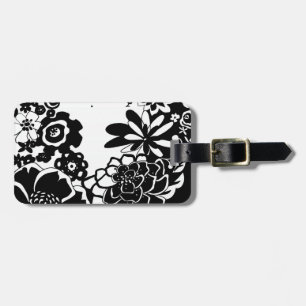 Svartvit Blommigt Garden Graphic Mönster Bagagebricka