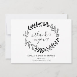 Svartvit Blommigt Garland Bröllop Tack