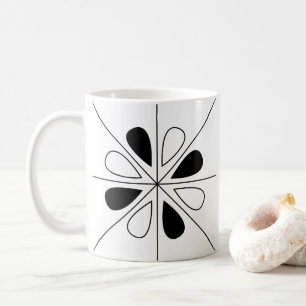Svartvit Blommigt Geometric Mönster Kaffemugg