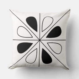Svartvit Blommigt Geometric Mönster Kudde