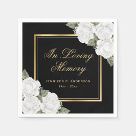 Svartvit Blommigt, Guld, begravning Pappersservett