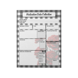 Svartvit Blommigt _ insamling av läkemedelsdata Anteckningsblock