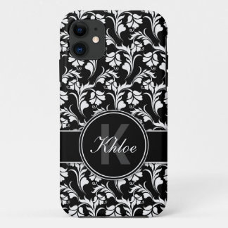 Svartvit Blommigt iPhone 5 fodral Monogram