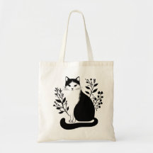 Svartvit Blommigt Katt
