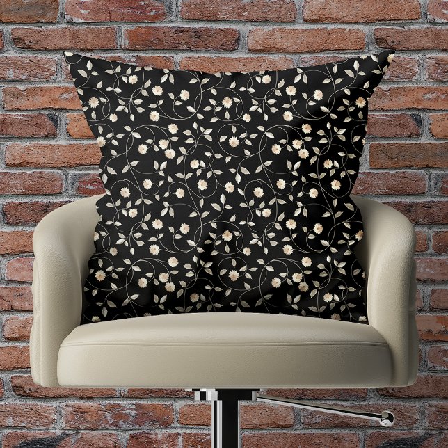 Svartvit Blommigt Kudde (MATCHING items in our store. )
