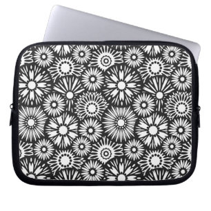 Svartvit blommigt Laptop sleeve