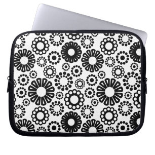 Svartvit blommigt Laptop sleeve