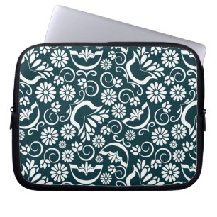 Svartvit blommigt Laptop sleeve