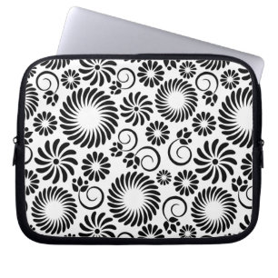 Svartvit blommigt Laptop sleeve