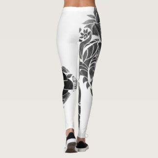 Svartvit blommigt leggings