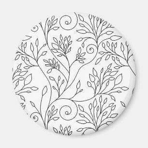 Svartvit blommigt Magnet
