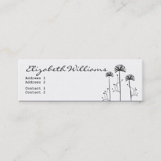 Svartvit blommigt mini visitkort