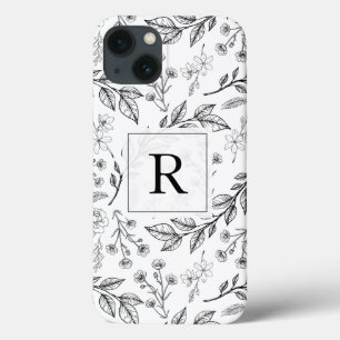 Svartvit blommigt Monogram
